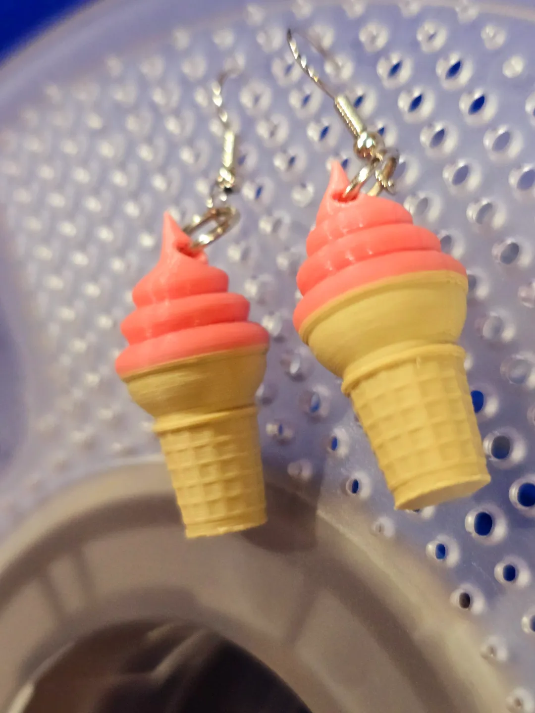 3D Ice cream cone earrings view 2