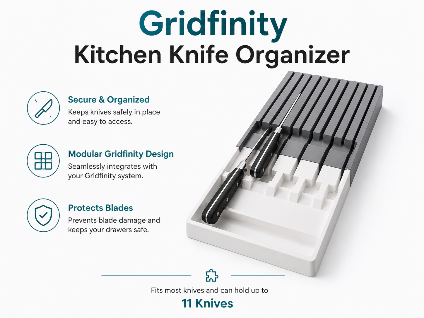 Gridfinity Kitchen Knife Organizer