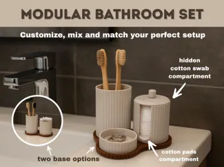 Modular Bathroom Set: toothbrush holder and more
