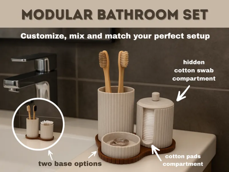 Modular Bathroom Set: toothbrush holder and more