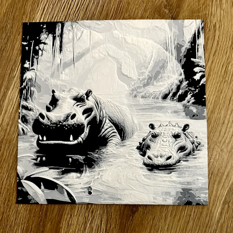 Crocodile and hippo swim in the river
