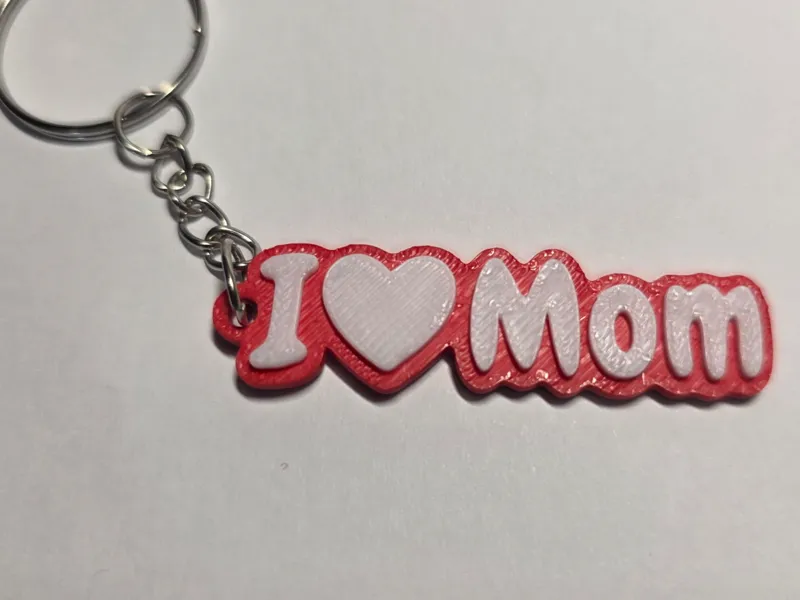 I Love Mom Keychain