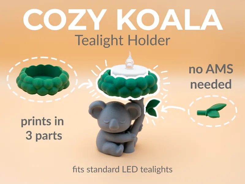 Cozy Koala - Tealight Holder - No AMS needed