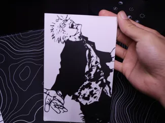 Gojo floating manga panel - no AMS required