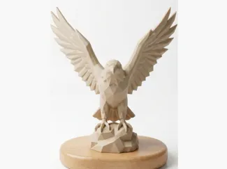 Low Poly Majestic Eagle Statue (Spread Wings)