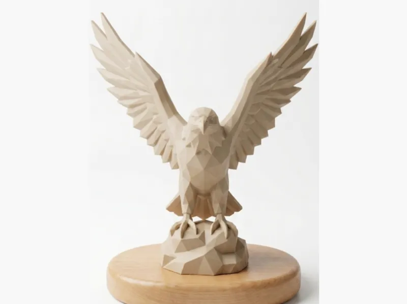 Low Poly Majestic Eagle Statue (Spread Wings)