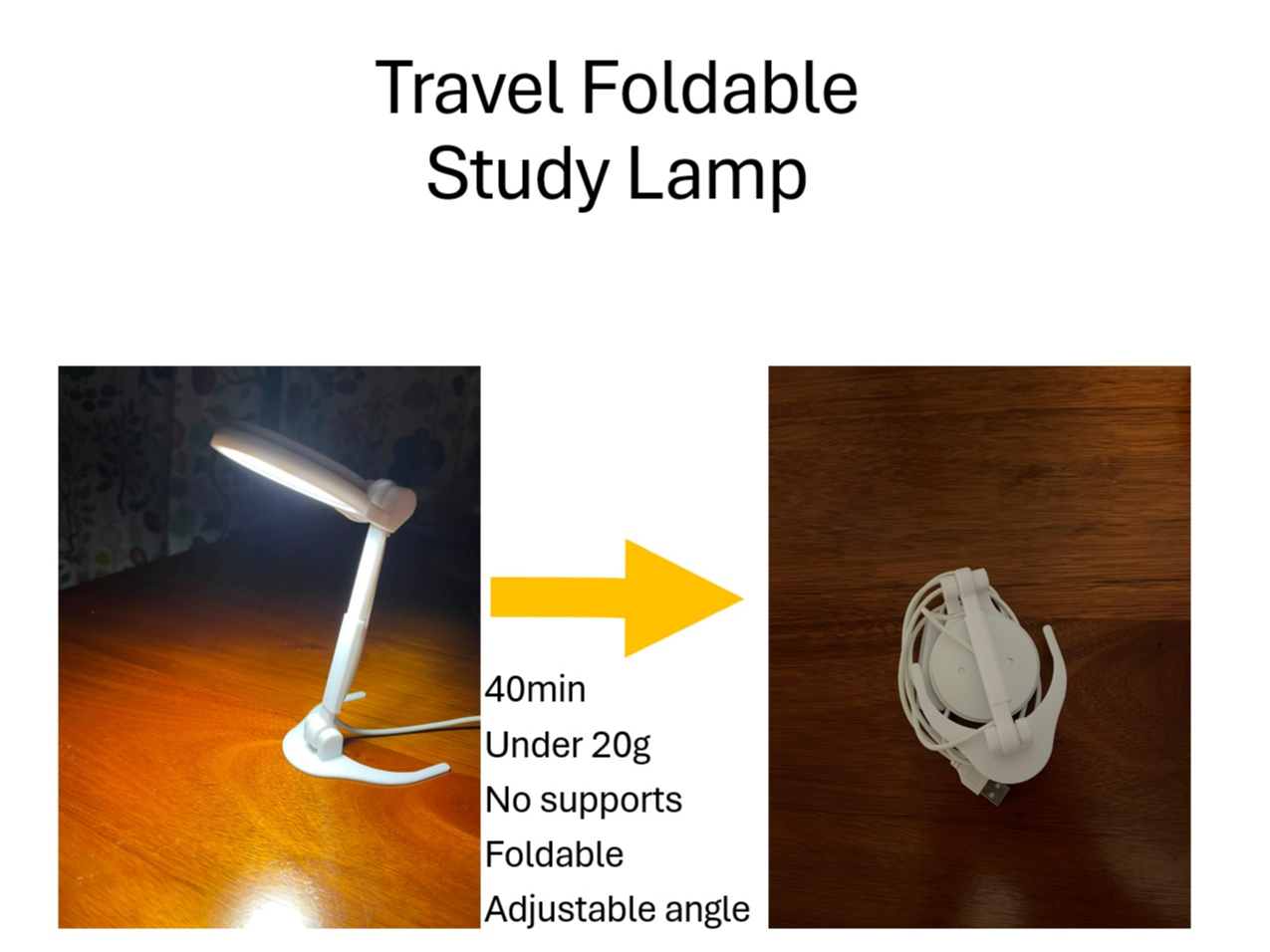 40min Foldable Travel Desk LED kit Lamp