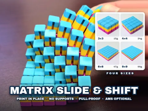 Objeto manipulable: Matrix Slide & Shift - Slim Flexi Fidget Cube Toy — referencia de MakerWorld