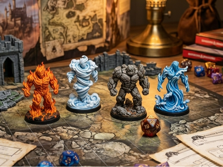 4 Elementali (Fuoco, Acqua, Terra, Aria) Miniature