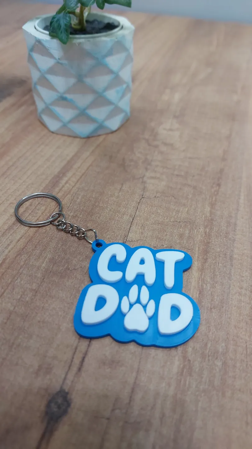 Cat Dad Keychain by didemilhan - MakerWorld