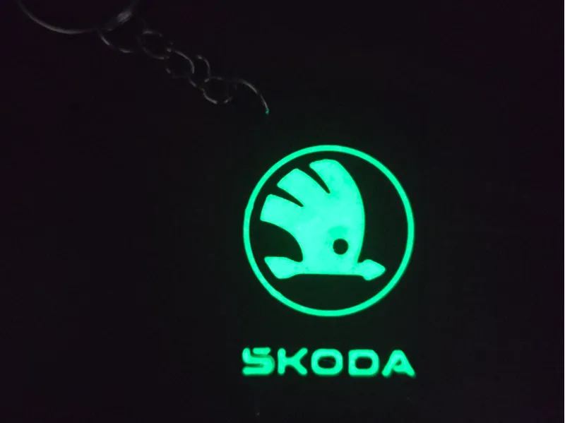 Skoda logo keychain glow in the dark
