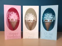 【For A1 mini】Ice Cream Flower Gift Box with Display Stand