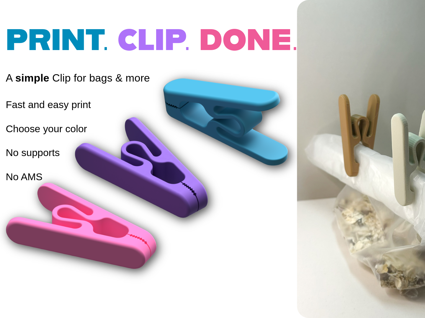 Miniatura 1 do modelo 3D Simple Bag-Clip