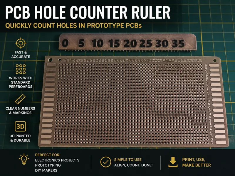 PCB Breadboard Hole Counter Ruler (2.54 mm / 0.1")