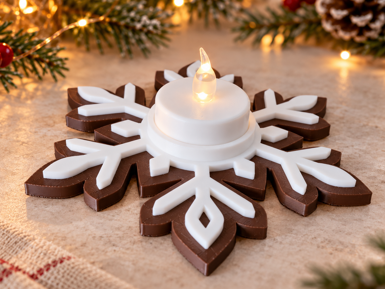 Christmas Snowflake LED Tealight Holder - 1