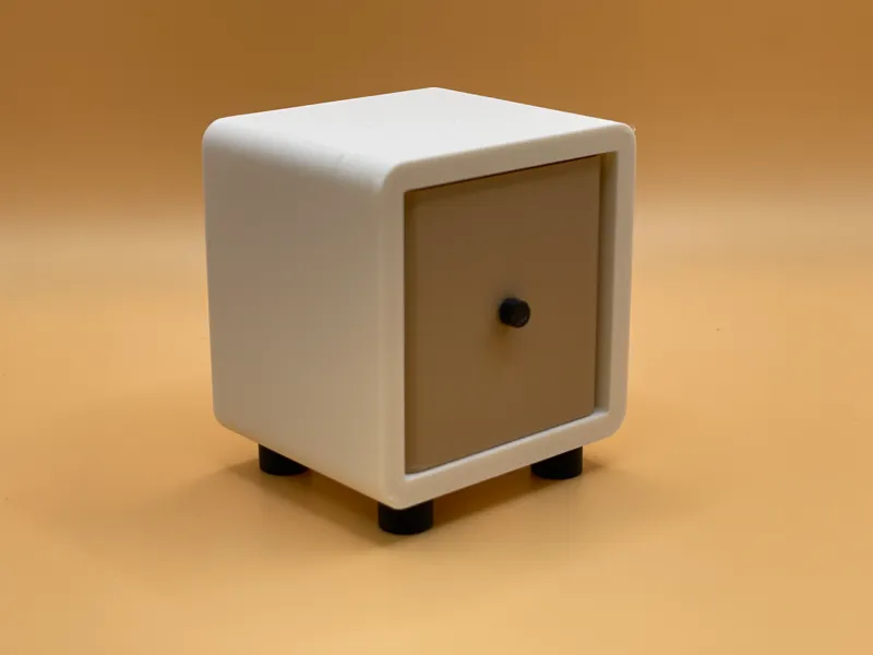 Mini cube bedside table with pull-out drawer
