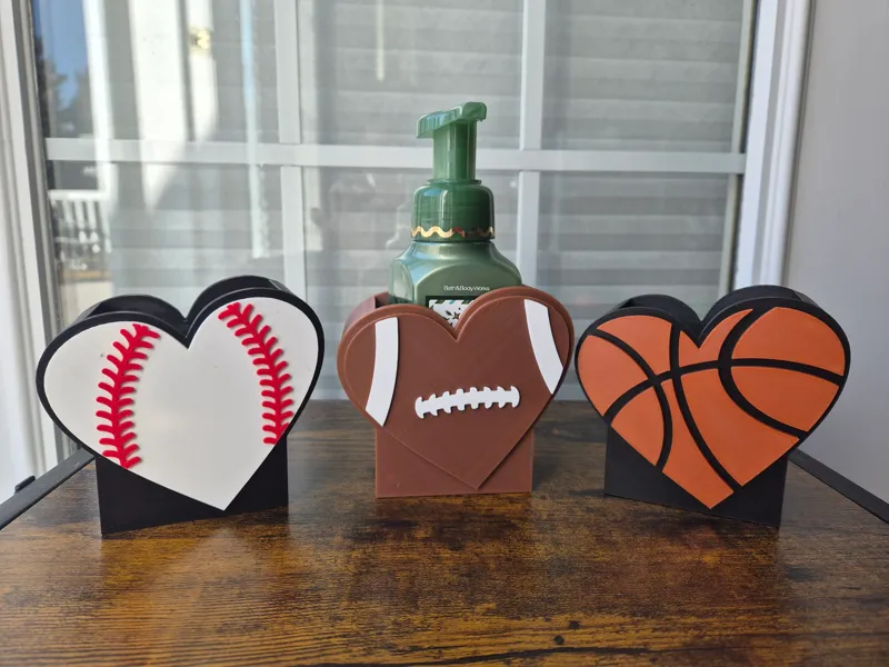 Baseball, Basketball,Football heart soap holder