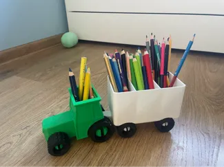 Tractor pen holder with trailer