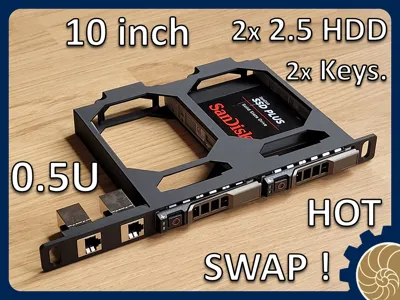 10 inch Rack 0.5U: 2x 2.5 inch HDD & 2 Keystones