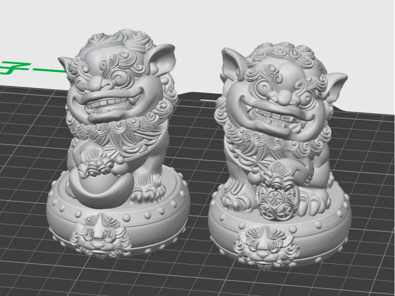 一对招财进宝石狮子