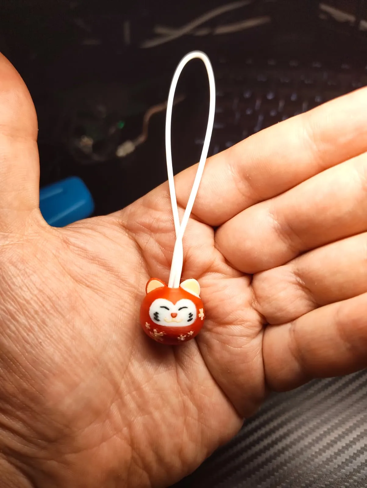 Japanese Neko-Daruma Earrings/Keychain view 4