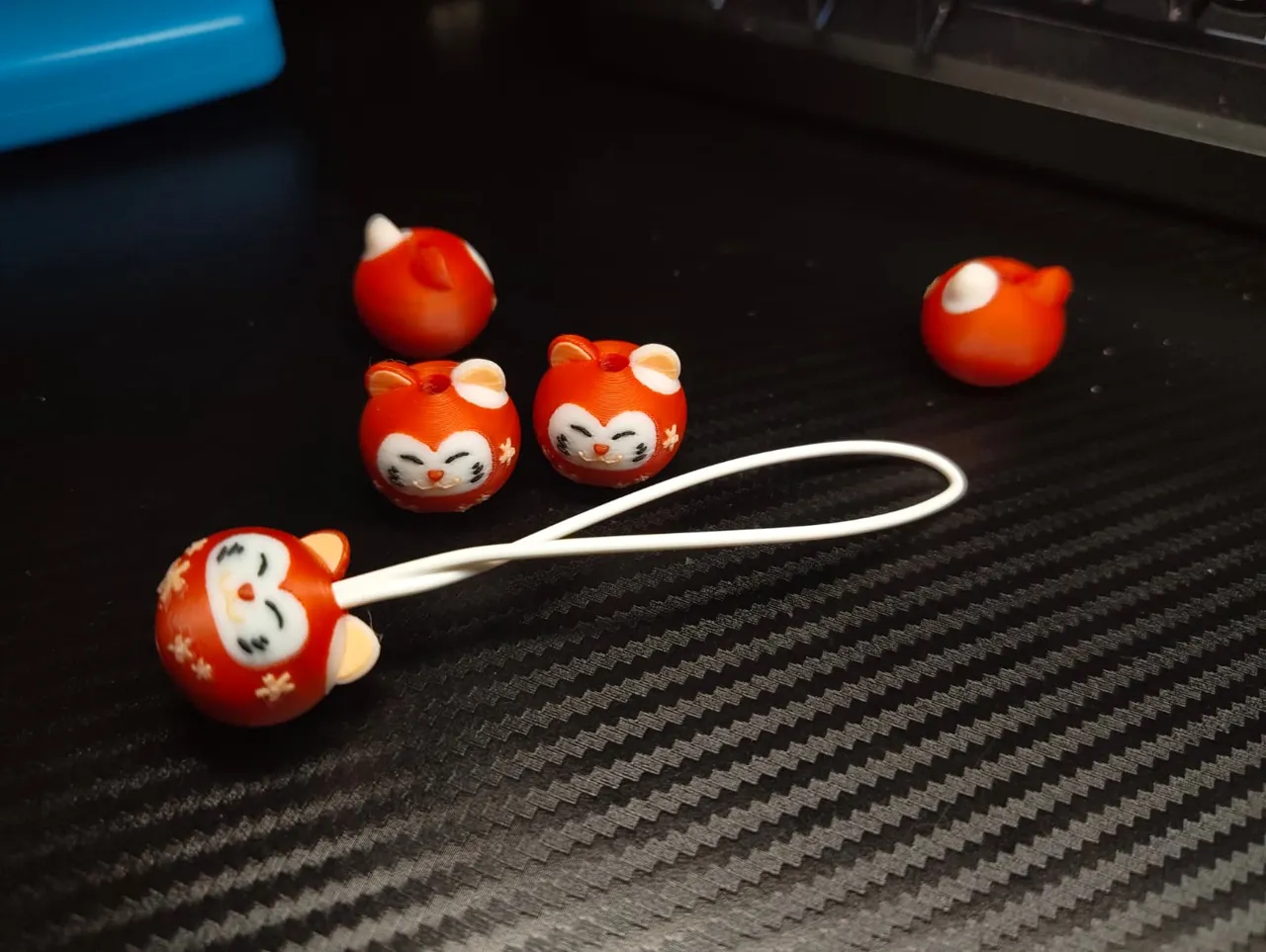 Japanese Neko-Daruma Earrings/Keychain view 2