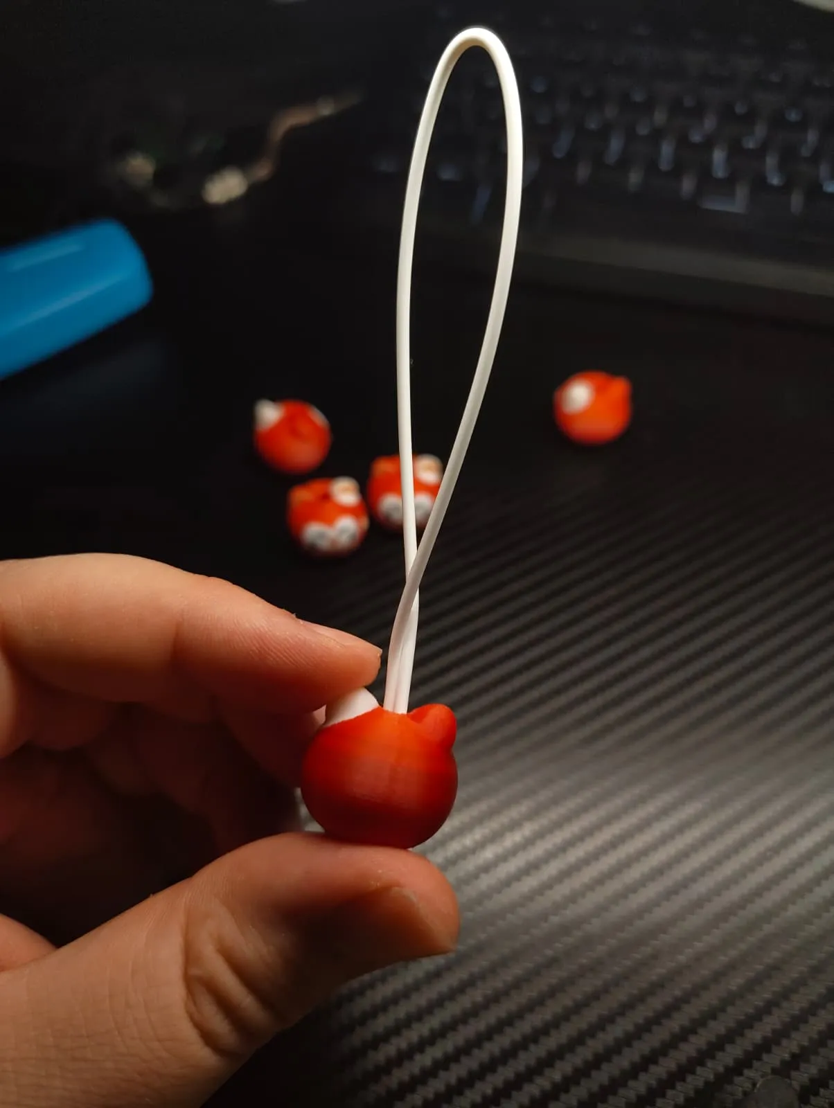 Japanese Neko-Daruma Earrings/Keychain view 3