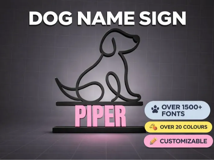 Dog Name Sign – Customisable Stand 1500+ Fonts