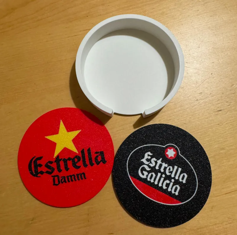 Spanish beers coasters and holder