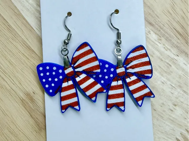 American Flag Bow Earrings