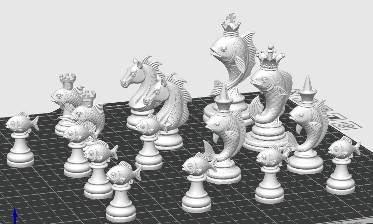 Miniatura 2 do modelo 3D Fish Themed Chess Set