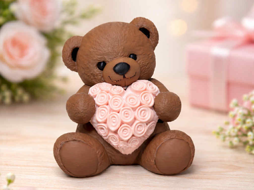 Rose Heart Teddy Bear - Cute Valentine Gift