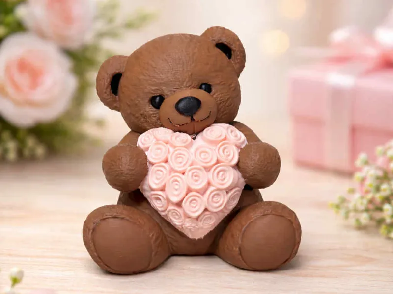 Rose Heart Teddy Bear - Cute Valentine Gift