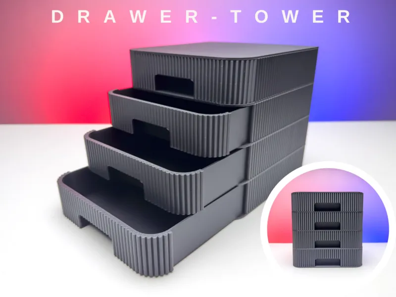 Modular Desktop Drawer Organizer Storage Tower