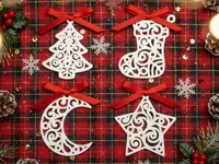 Set de breloques de Noël — arbre, chaussette, lune, étoile — photo 1