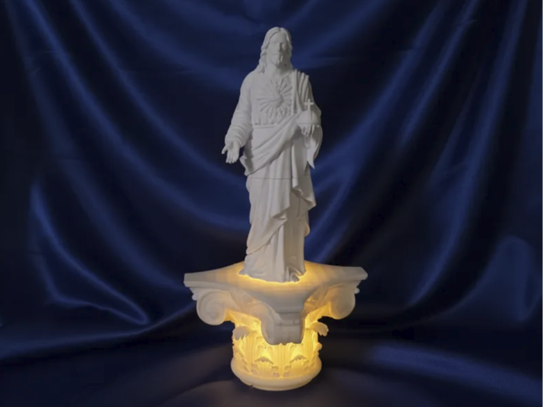 Jesus Christ with the Flaming Scared Heart statue