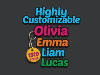 Fully Customizable Name Keychain Font, Color & Tab
