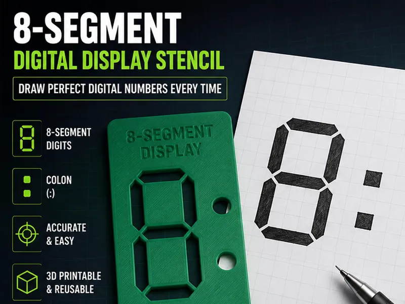 8-Segment Digital Number Drawing Stencil