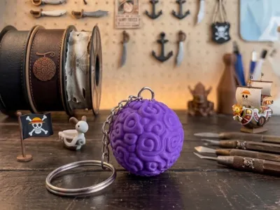 Purple Gum Gum One Piece fruit keychain