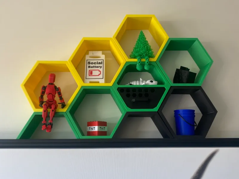 hex shelfs - a modular stacking shelf system