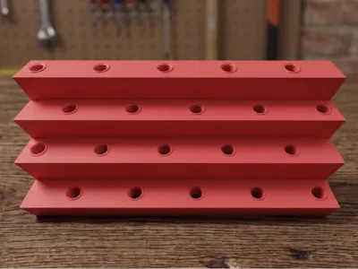Pen Holder v8-18mm hole-4 Tier w Marketing Placard