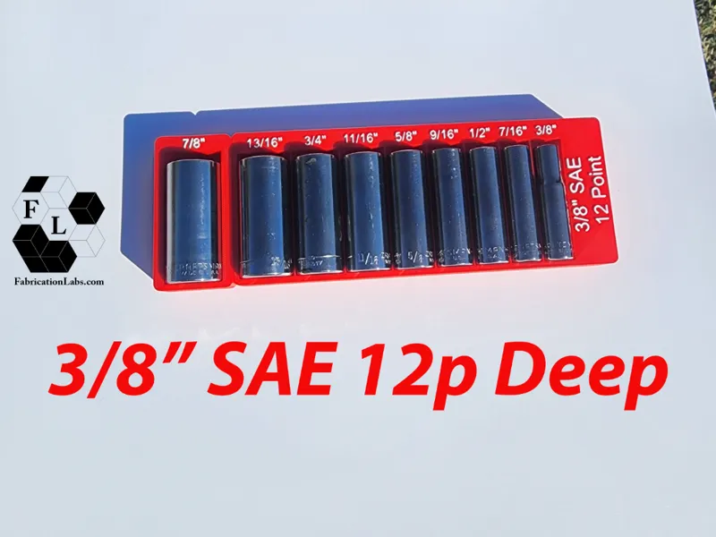 3/8" SAE 12 point deep socket holder, gridfinity