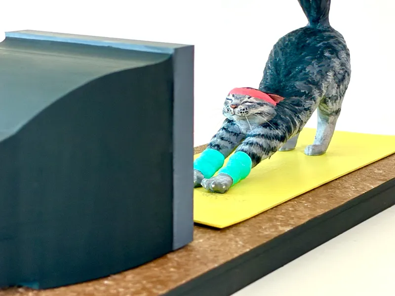 Yoga Cat with CRT Tv