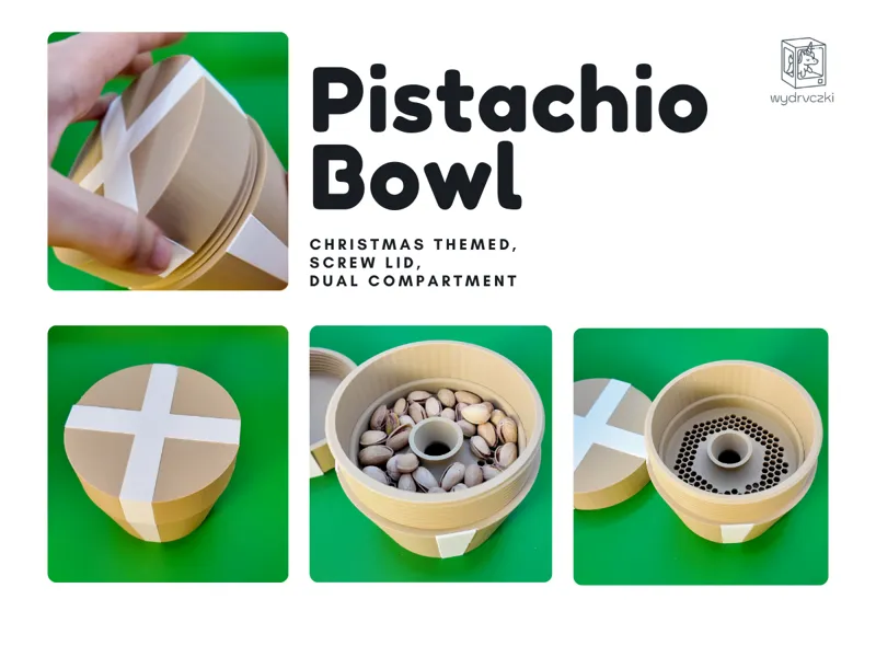 Christmas Pistachio Bowl with Screw Lid
