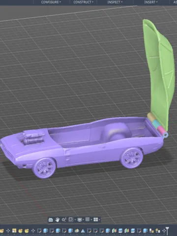 Modelo para impresión 3D: Fast & Furious, Toretto Dodge Charger Popcorn Buck — vista de referencia 2