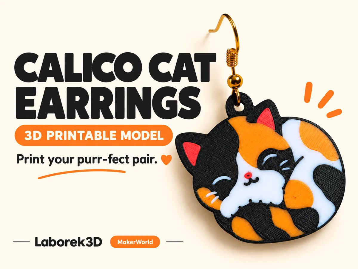 Calico Cat Earrings - Free 3D Print Model - MakerWorld