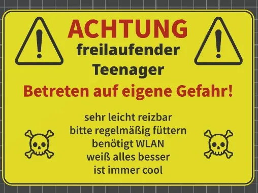 Türschild freilaufender Teenager 200x140