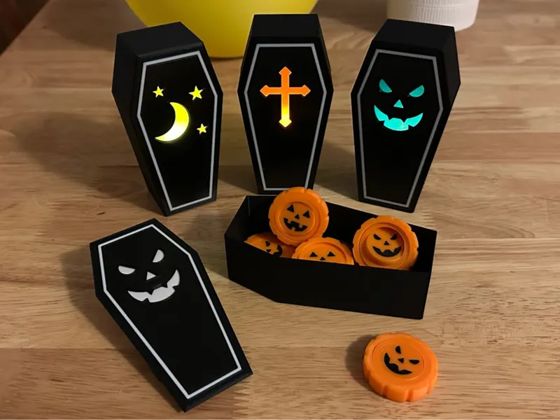 Coffin Storage Box with Swappable Colors and Light