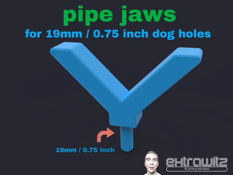 Pipe jaws for 19mm (0.75inch) dog holes