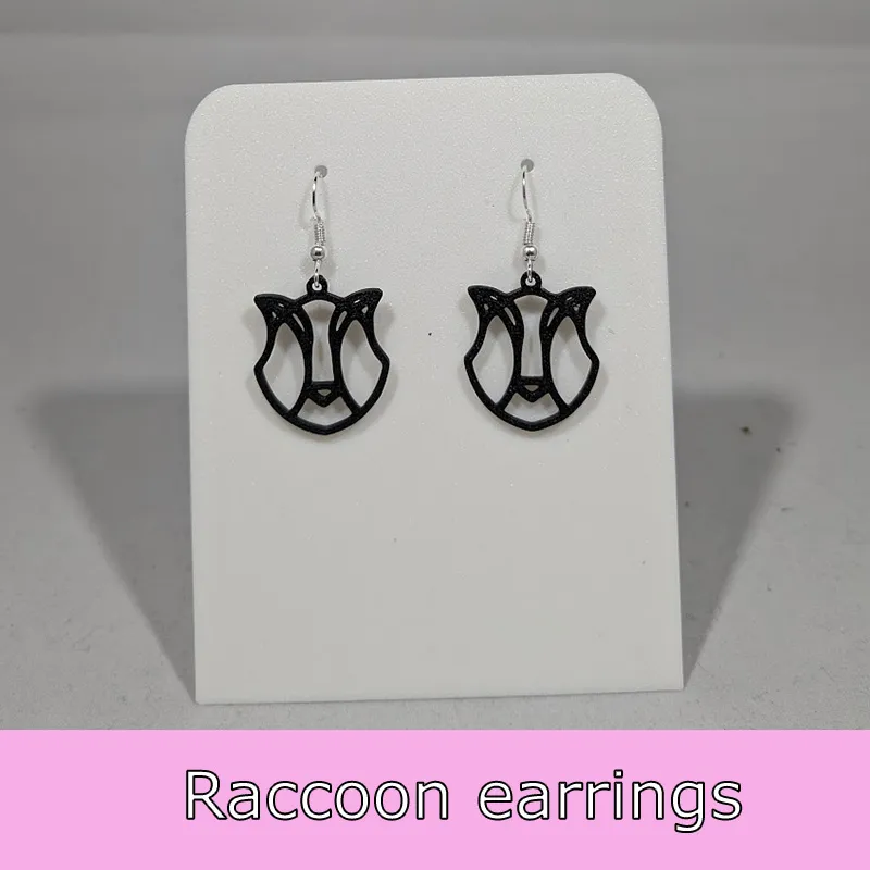 Racoon earrings view 2